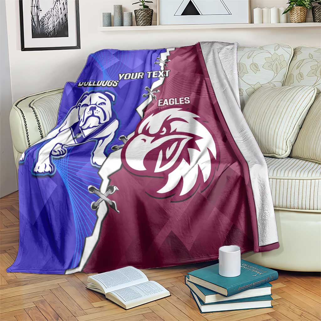 Personalised Bulldogs And Eagles Rugby Blanket Dynamic Style
