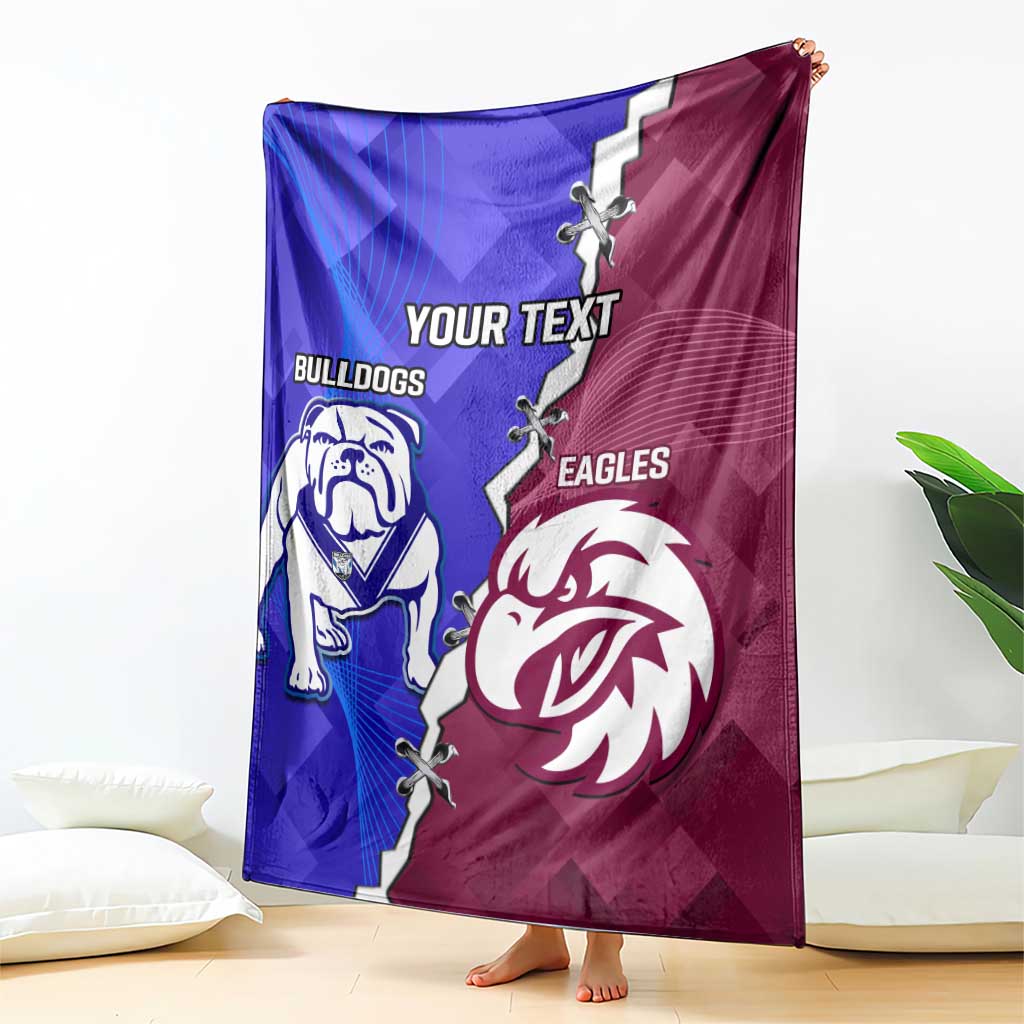 Personalised Bulldogs And Eagles Rugby Blanket Dynamic Style