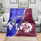 Personalised Bulldogs And Eagles Rugby Blanket Dynamic Style