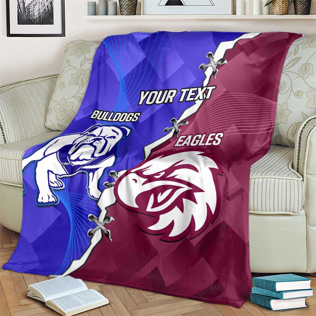 Personalised Bulldogs And Eagles Rugby Blanket Dynamic Style