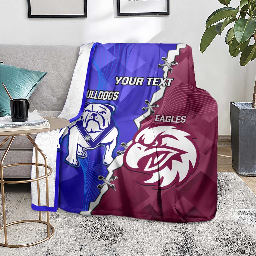 Personalised Bulldogs And Eagles Rugby Blanket Dynamic Style