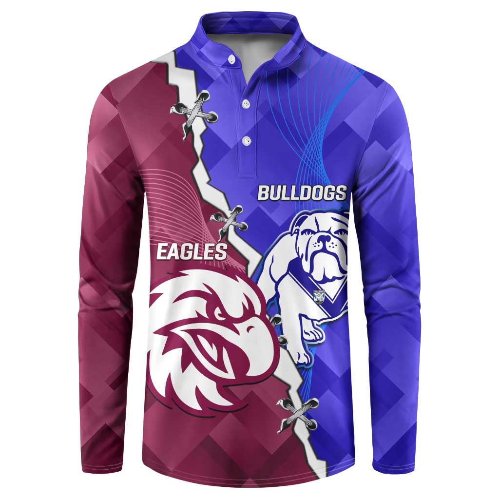 Personalised Bulldogs And Eagles Rugby Button Sweatshirt Dynamic Style