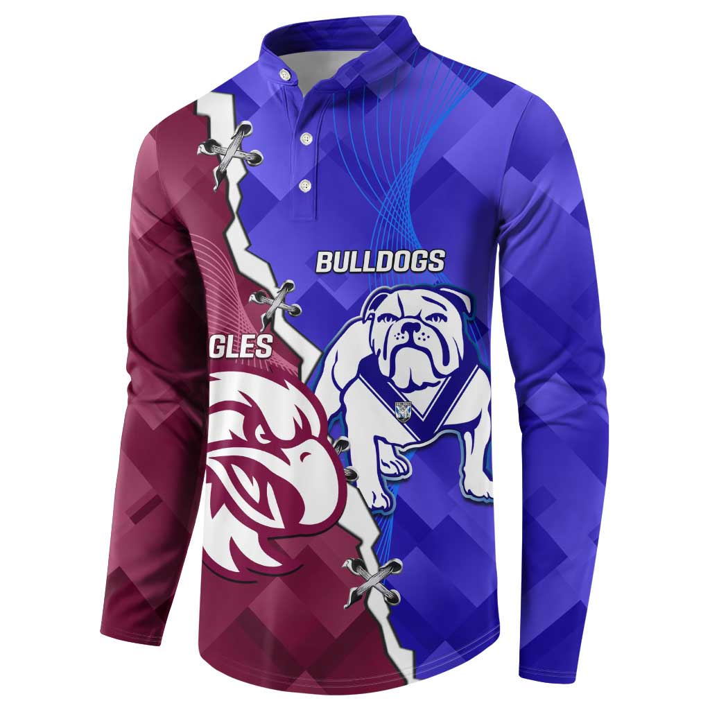 Personalised Bulldogs And Eagles Rugby Button Sweatshirt Dynamic Style