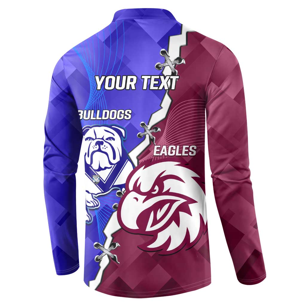 Personalised Bulldogs And Eagles Rugby Button Sweatshirt Dynamic Style