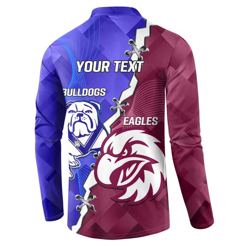 Personalised Bulldogs And Eagles Rugby Button Sweatshirt Dynamic Style