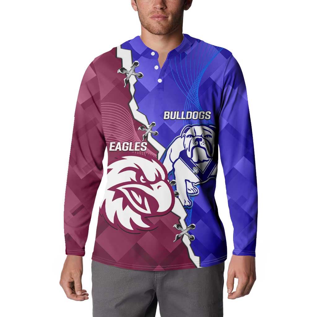 Personalised Bulldogs And Eagles Rugby Button Sweatshirt Dynamic Style