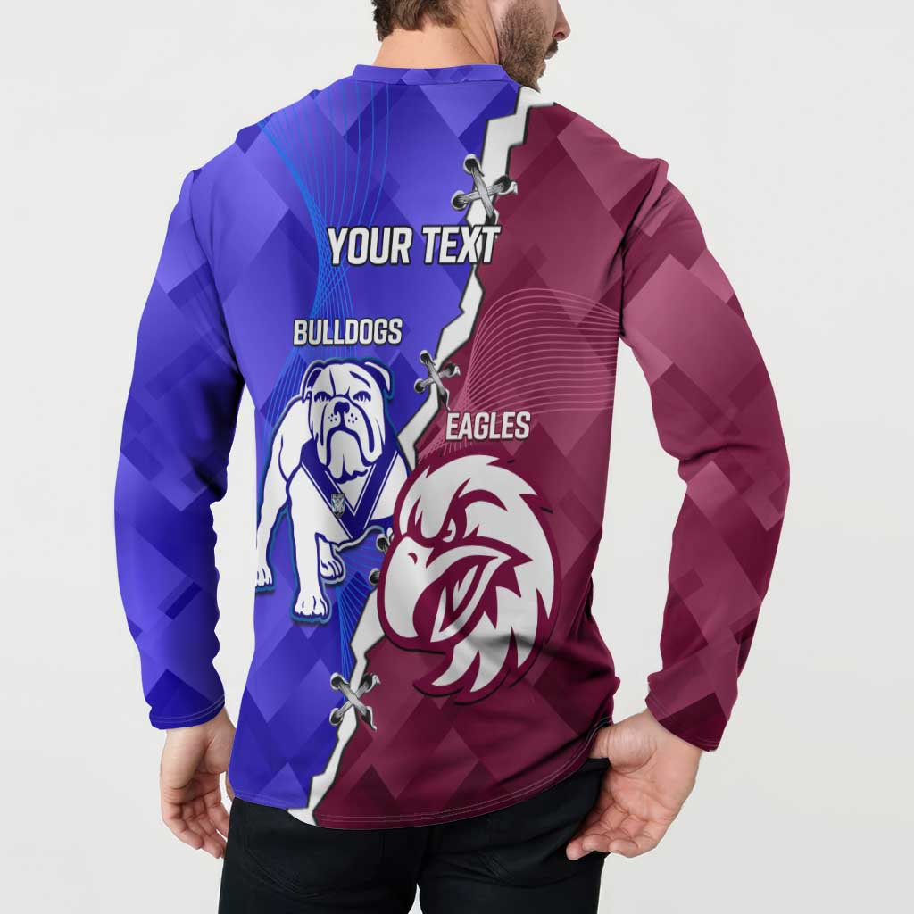 Personalised Bulldogs And Eagles Rugby Button Sweatshirt Dynamic Style