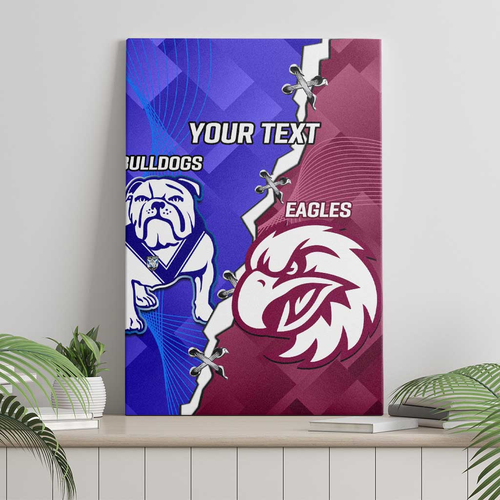 Personalised Bulldogs And Eagles Rugby Canvas Wall Art Dynamic Style