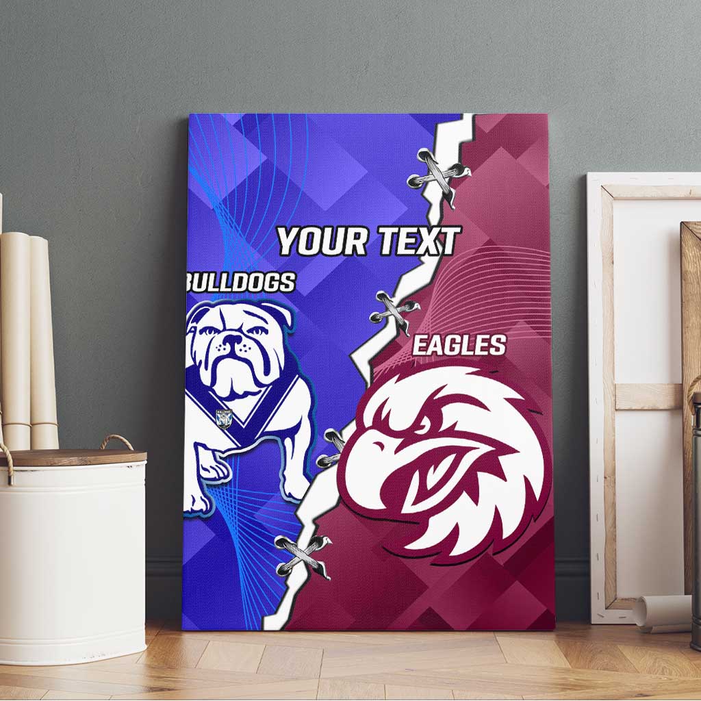 Personalised Bulldogs And Eagles Rugby Canvas Wall Art Dynamic Style