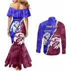 Personalised Bulldogs And Eagles Rugby Couples Matching Mermaid Dress and Long Sleeve Button Shirt Dynamic Style