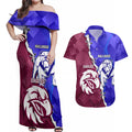 Personalised Bulldogs And Eagles Rugby Couples Matching Off Shoulder Maxi Dress and Hawaiian Shirt Dynamic Style