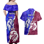 Personalised Bulldogs And Eagles Rugby Couples Matching Off Shoulder Maxi Dress and Hawaiian Shirt Dynamic Style