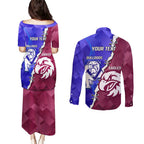 Personalised Bulldogs And Eagles Rugby Couples Matching Puletasi and Long Sleeve Button Shirt Dynamic Style