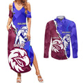 Personalised Bulldogs And Eagles Rugby Couples Matching Summer Maxi Dress and Long Sleeve Button Shirt Dynamic Style