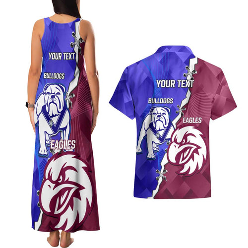 Personalised Bulldogs And Eagles Rugby Couples Matching Tank Maxi Dress and Hawaiian Shirt Dynamic Style