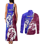 Personalised Bulldogs And Eagles Rugby Couples Matching Tank Maxi Dress and Long Sleeve Button Shirt Dynamic Style