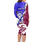 Personalised Bulldogs And Eagles Rugby Family Matching Long Sleeve Bodycon Dress and Hawaiian Shirt Dynamic Style