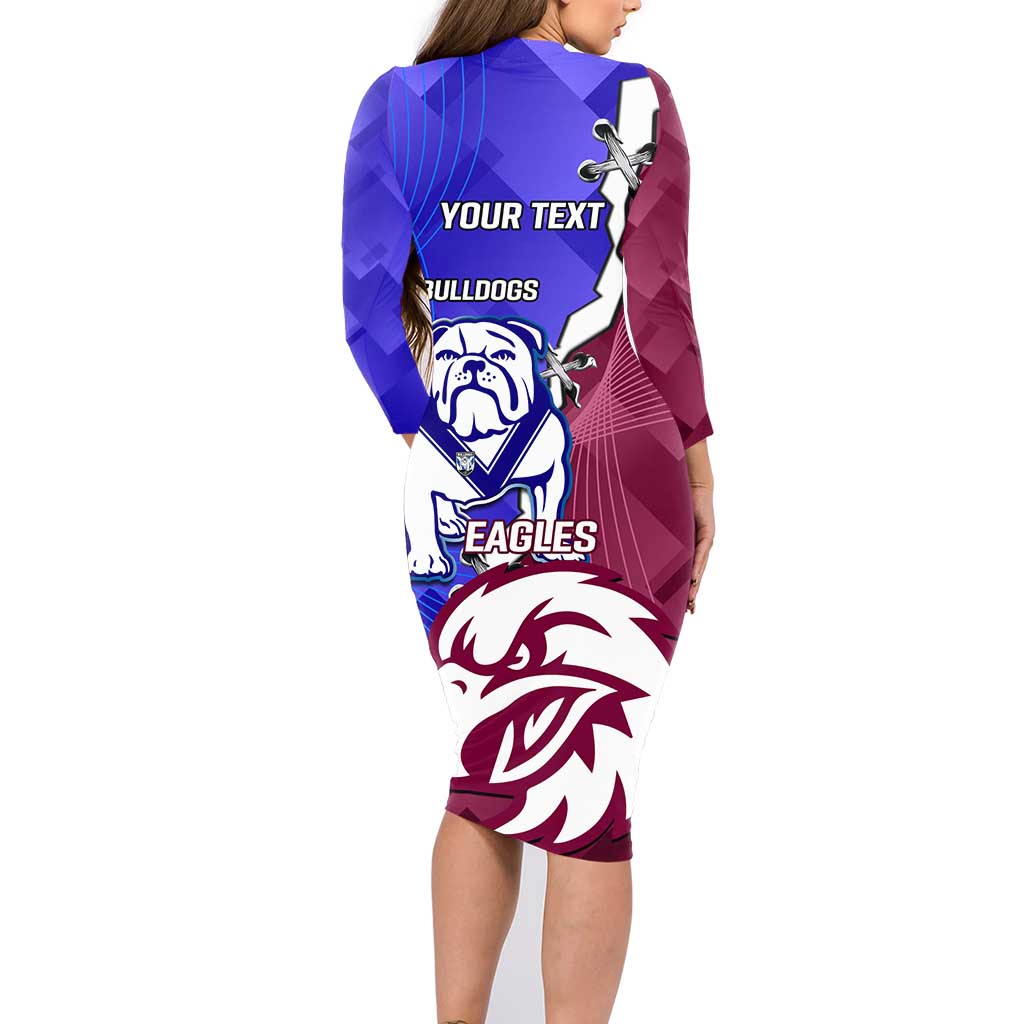 Personalised Bulldogs And Eagles Rugby Family Matching Long Sleeve Bodycon Dress and Hawaiian Shirt Dynamic Style