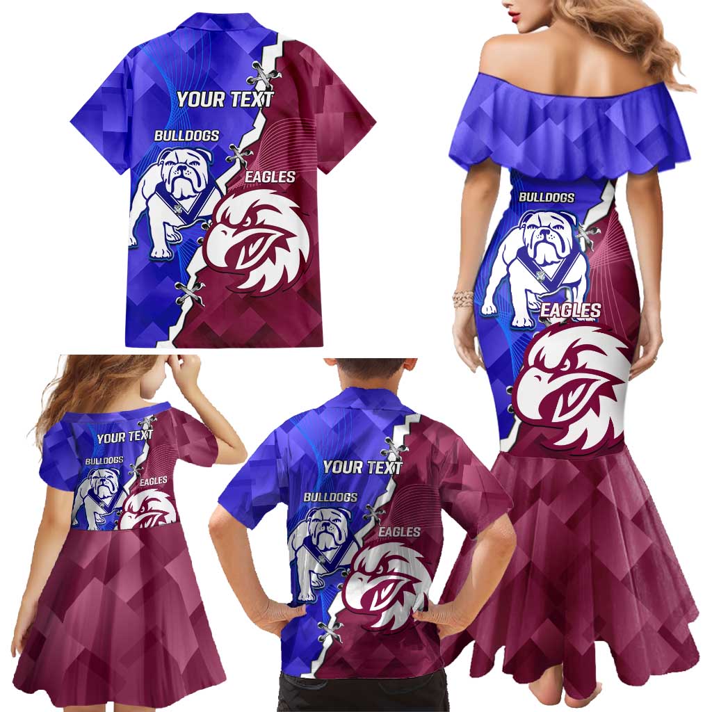 Personalised Bulldogs And Eagles Rugby Family Matching Mermaid Dress and Hawaiian Shirt Dynamic Style