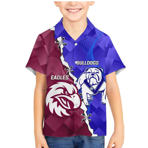 Personalised Bulldogs And Eagles Rugby Family Matching Mermaid Dress and Hawaiian Shirt Dynamic Style