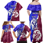 Personalised Bulldogs And Eagles Rugby Family Matching Off Shoulder Maxi Dress and Hawaiian Shirt Dynamic Style
