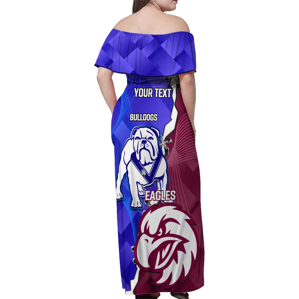 Personalised Bulldogs And Eagles Rugby Family Matching Off Shoulder Maxi Dress and Hawaiian Shirt Dynamic Style