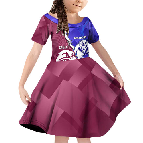 Personalised Bulldogs And Eagles Rugby Family Matching Off Shoulder Short Dress and Hawaiian Shirt Dynamic Style