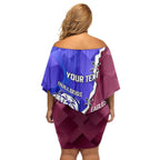 Personalised Bulldogs And Eagles Rugby Family Matching Off Shoulder Short Dress and Hawaiian Shirt Dynamic Style