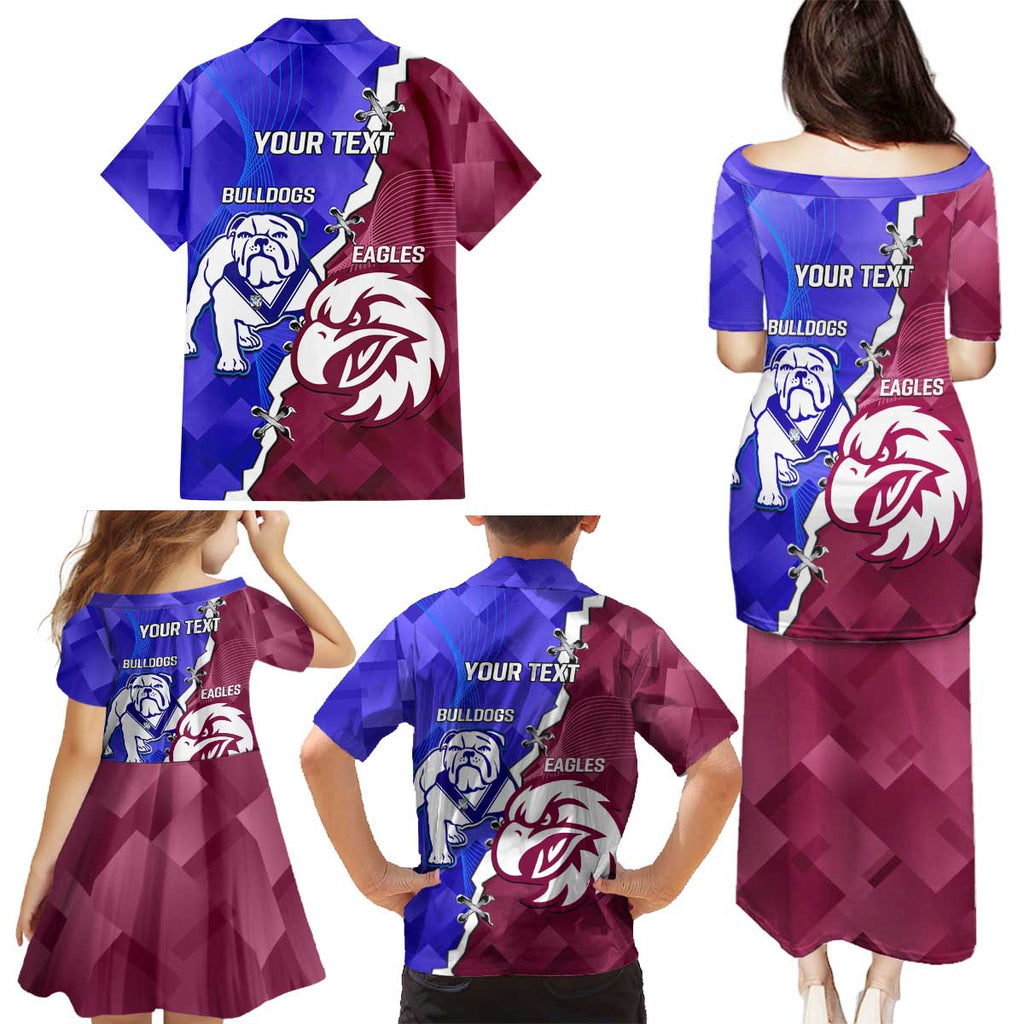 Personalised Bulldogs And Eagles Rugby Family Matching Puletasi and Hawaiian Shirt Dynamic Style