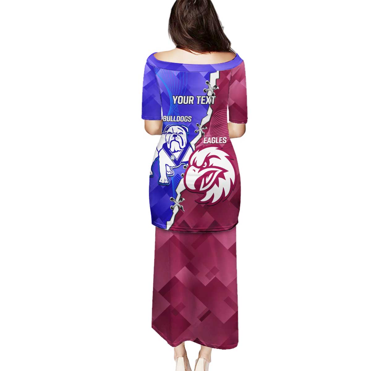 Personalised Bulldogs And Eagles Rugby Family Matching Puletasi and Hawaiian Shirt Dynamic Style