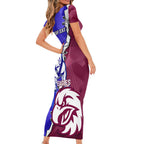 Personalised Bulldogs And Eagles Rugby Family Matching Short Sleeve Bodycon Dress and Hawaiian Shirt Dynamic Style