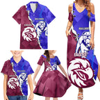 Personalised Bulldogs And Eagles Rugby Family Matching Summer Maxi Dress and Hawaiian Shirt Dynamic Style