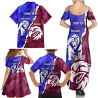 Personalised Bulldogs And Eagles Rugby Family Matching Summer Maxi Dress and Hawaiian Shirt Dynamic Style