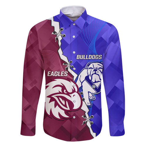Personalised Bulldogs And Eagles Rugby Family Matching Summer Maxi Dress and Hawaiian Shirt Dynamic Style