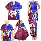 Personalised Bulldogs And Eagles Rugby Family Matching Tank Maxi Dress and Hawaiian Shirt Dynamic Style