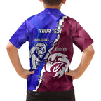 Personalised Bulldogs And Eagles Rugby Family Matching Tank Maxi Dress and Hawaiian Shirt Dynamic Style