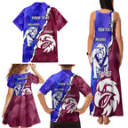 Personalised Bulldogs And Eagles Rugby Family Matching Tank Maxi Dress and Hawaiian Shirt Dynamic Style