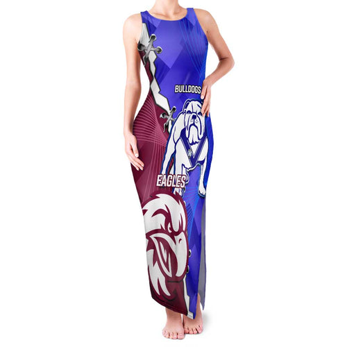 Personalised Bulldogs And Eagles Rugby Family Matching Tank Maxi Dress and Hawaiian Shirt Dynamic Style