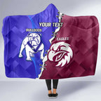 Personalised Bulldogs And Eagles Rugby Hooded Blanket Dynamic Style