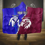 Personalised Bulldogs And Eagles Rugby Hooded Blanket Dynamic Style