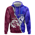 Personalised Bulldogs And Eagles Rugby Hoodie Dynamic Style