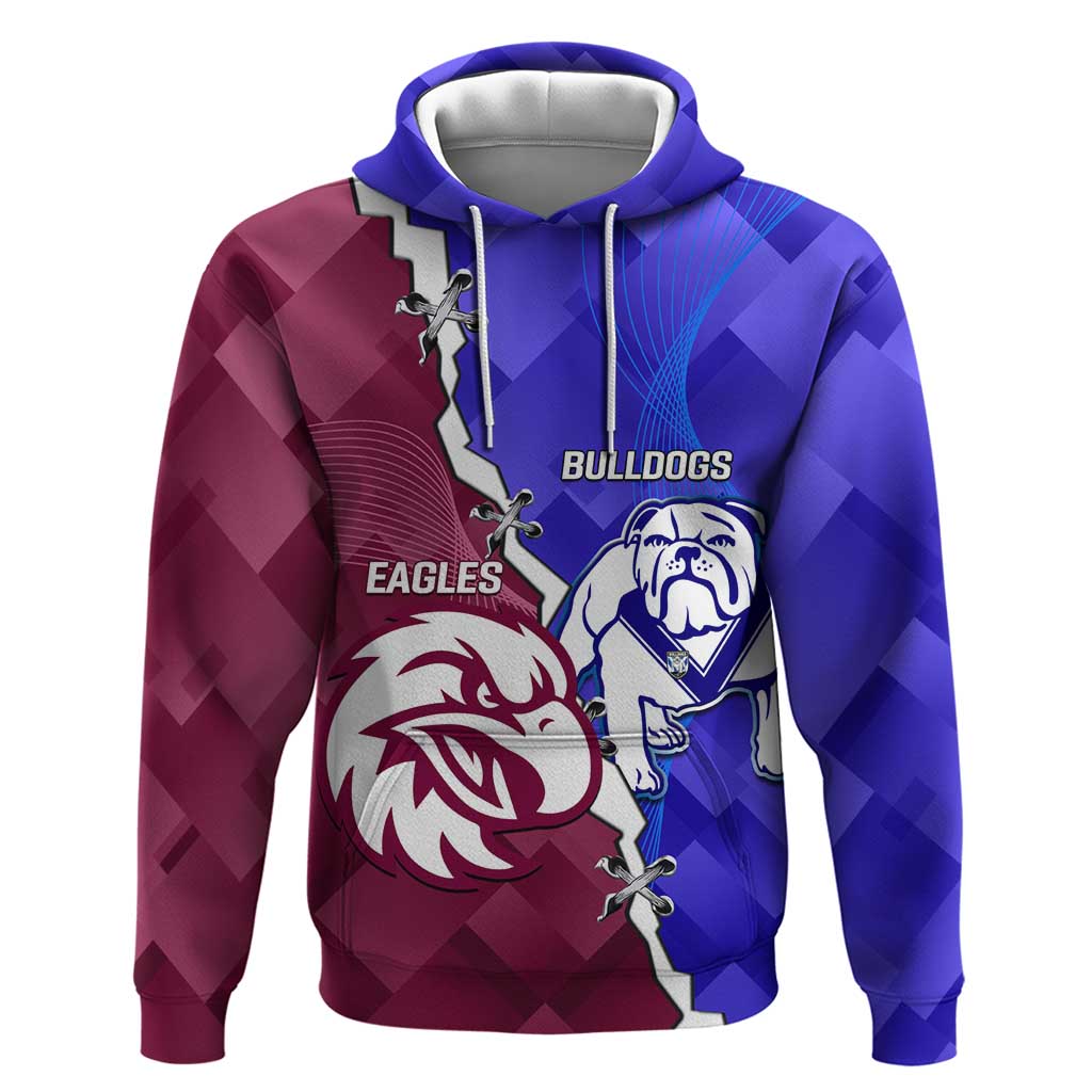 Personalised Bulldogs And Eagles Rugby Hoodie Dynamic Style