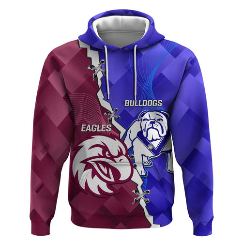 Personalised Bulldogs And Eagles Rugby Hoodie Dynamic Style