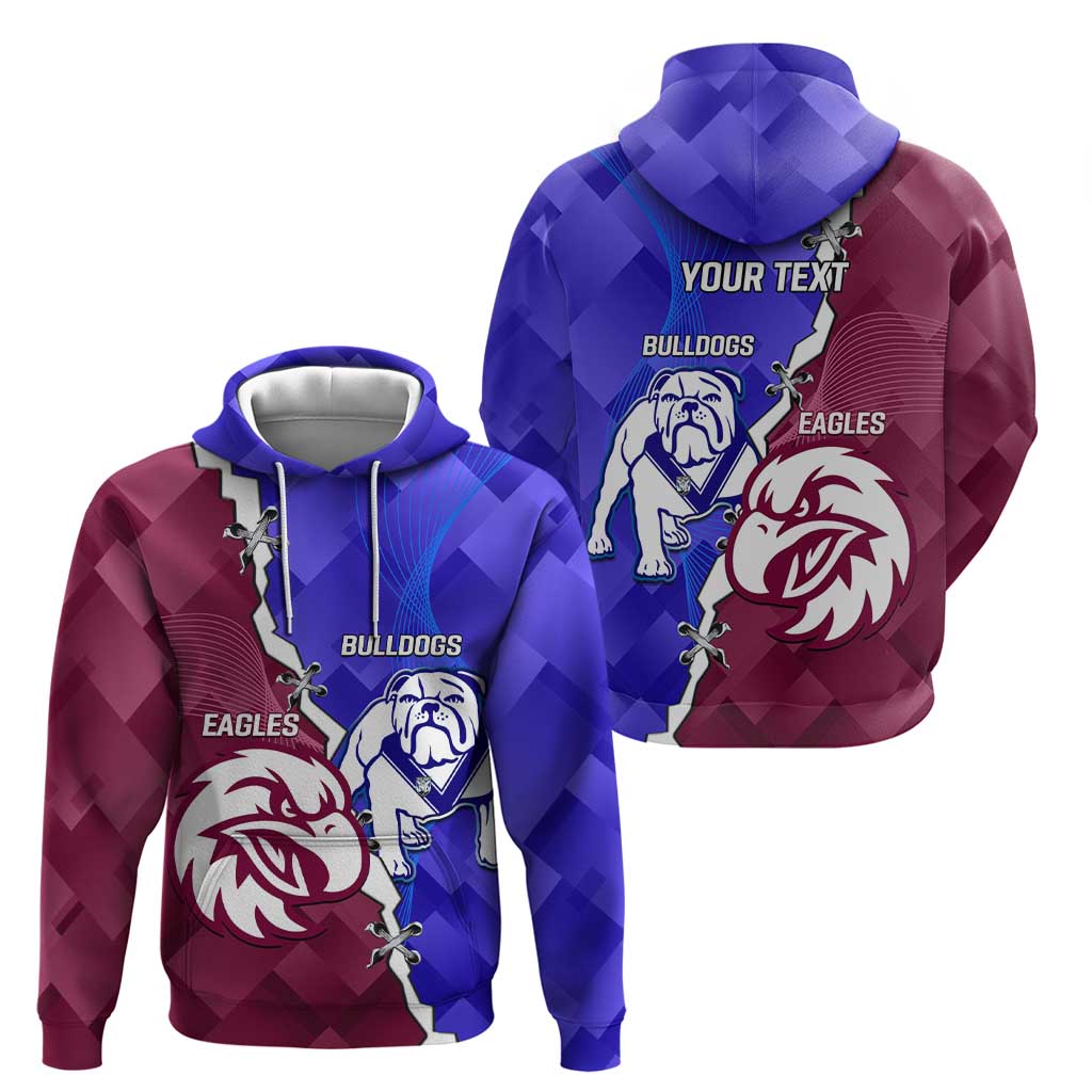 Personalised Bulldogs And Eagles Rugby Hoodie Dynamic Style