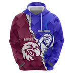 Personalised Bulldogs And Eagles Rugby Hoodie Dynamic Style
