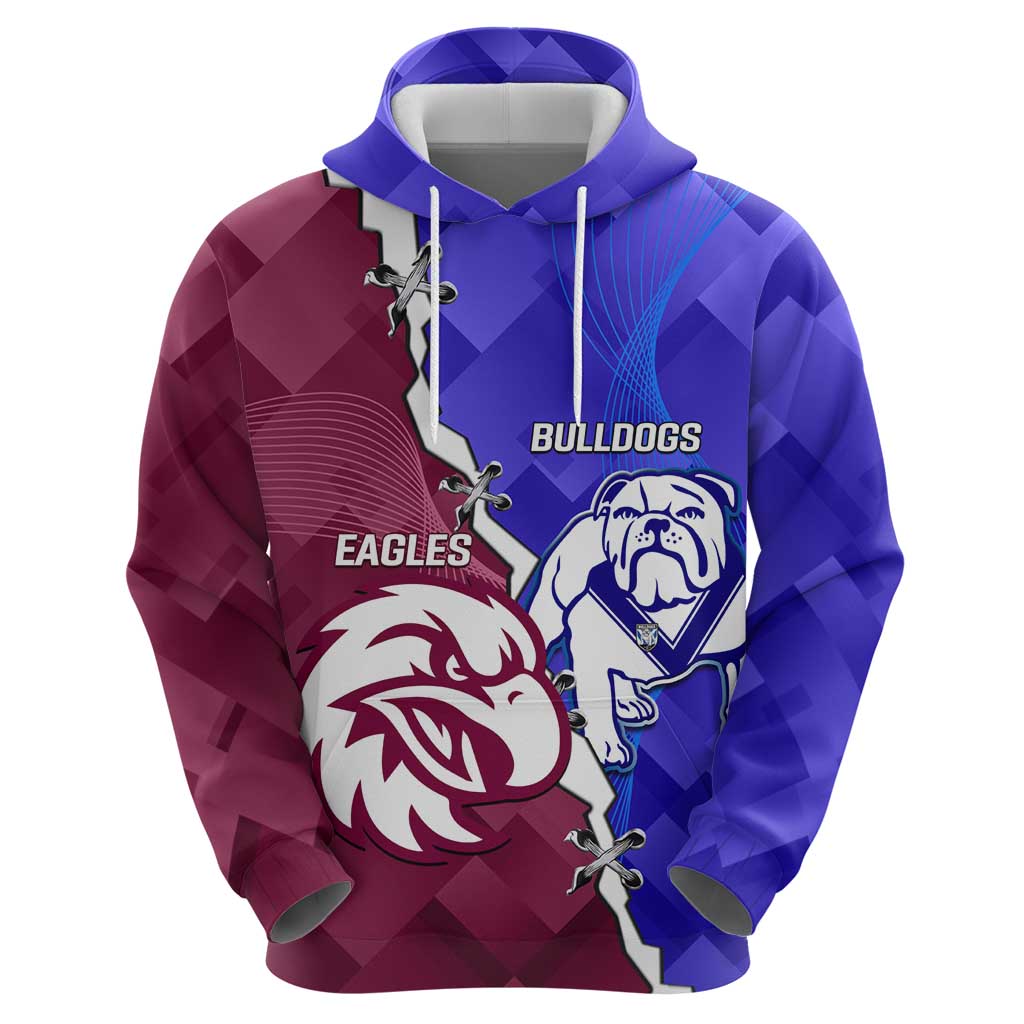 Personalised Bulldogs And Eagles Rugby Hoodie Dynamic Style