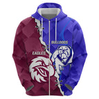Personalised Bulldogs And Eagles Rugby Hoodie Dynamic Style