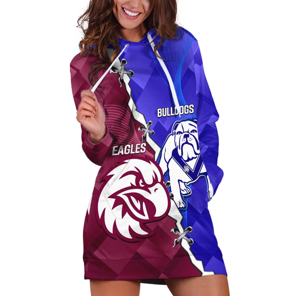 Personalised Bulldogs And Eagles Rugby Hoodie Dress Dynamic Style