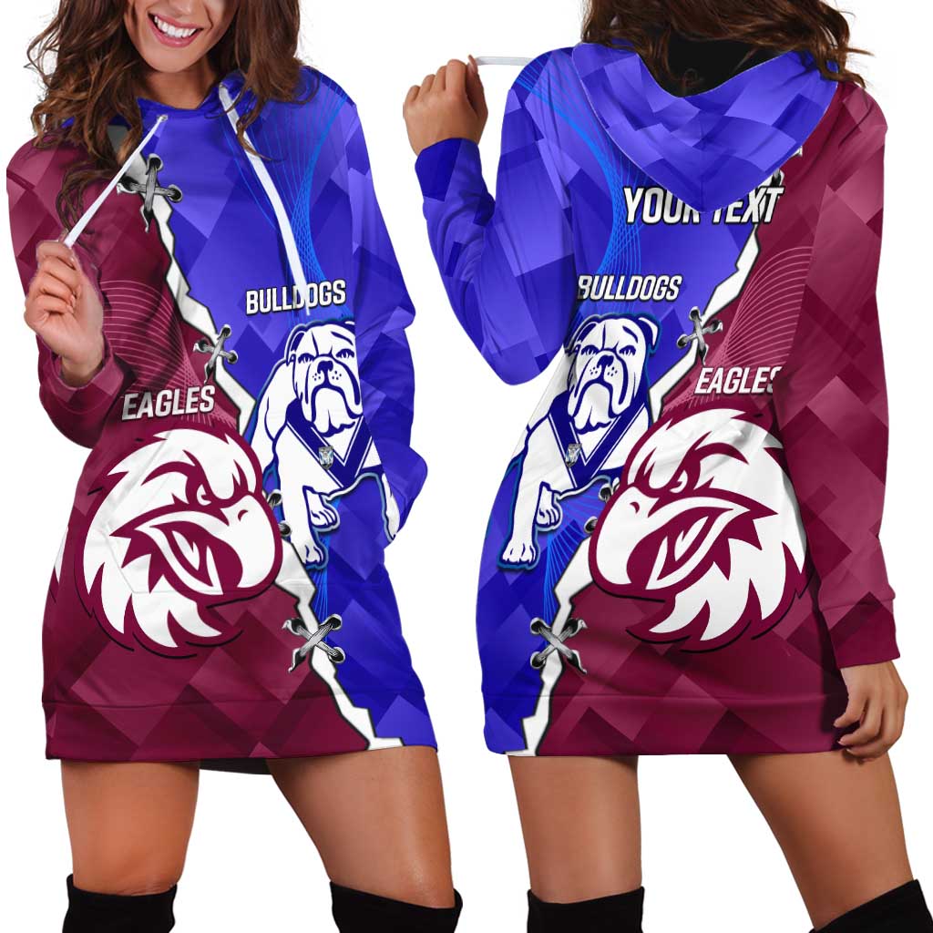 Personalised Bulldogs And Eagles Rugby Hoodie Dress Dynamic Style