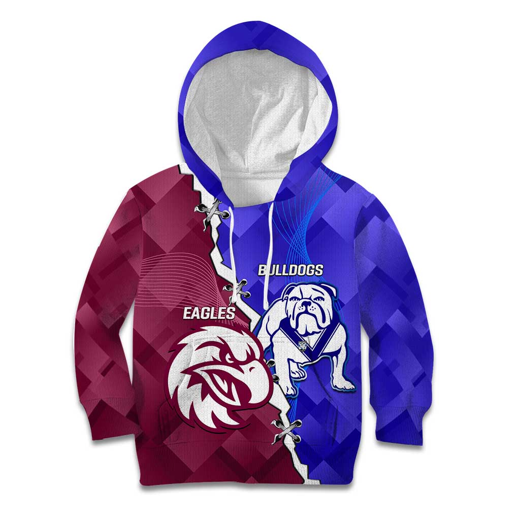 Personalised Bulldogs And Eagles Rugby Kid Hoodie Dynamic Style